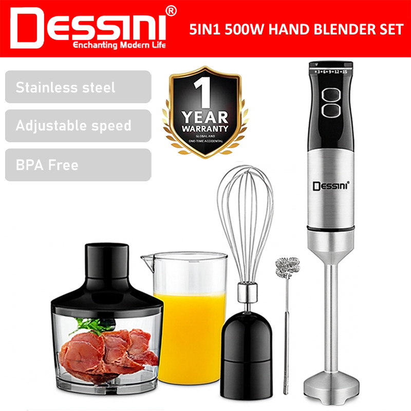 5 IN 1 DESSINI ITALY Hand Blender Chopper Mixer Grinder Juicer Food Processor Stainless Steel Knife Blade / Pengisar