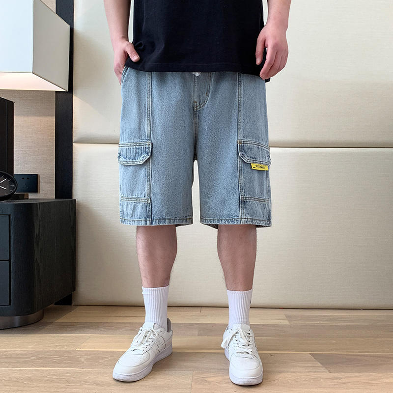 Street Wear Plus Size Men's Clothing Trendy All-Match Washed Denim Shorts Men Summer Plus Fat Plus Plus Fat Five-point Pants Men