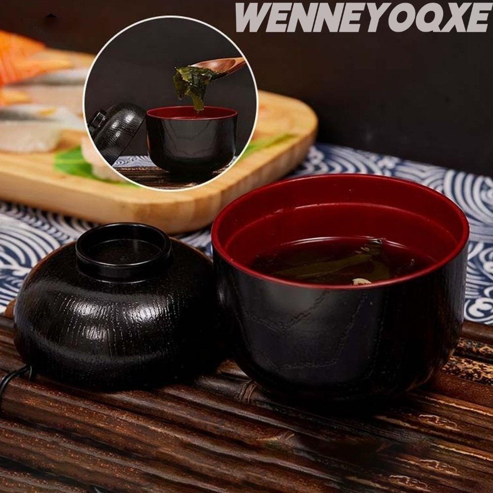 Wenneyoqxe Japanese Rice Bowl, Double Color Soup Container Miso Soup Bowl, With Lid Map…