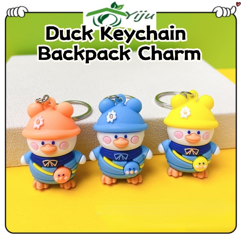 Cute and Funny Duck Keychain Backpack Charm, Car Key Ring Pendant Gifts for Family Friends Loved Ones