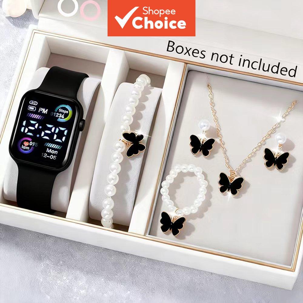 Exquisite Jewelry Paired Electronic Watch Set Fashion Accessories Stylish Smartwatch Gift Combo