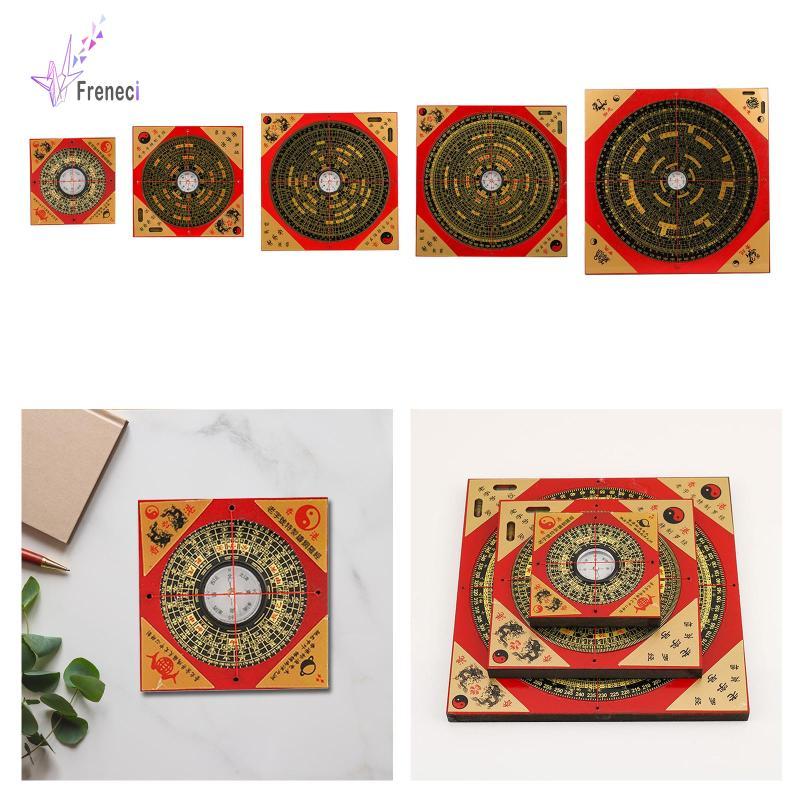 [freneci] Feng Shui Compass Portable Luopan Handheld Wooden Compass Mini Vintage Ornament for Hiking Backpacking and Home Decoration
