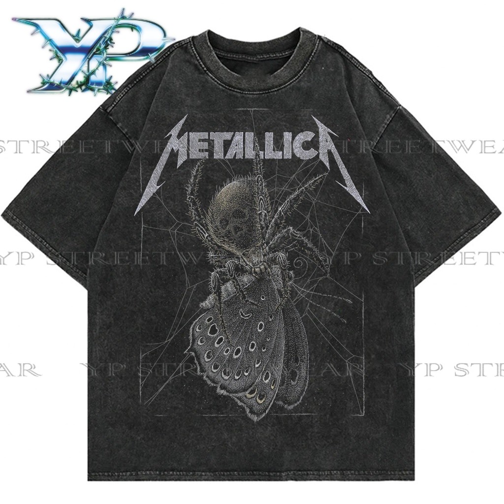(In stock locally) OVERSIZE T-SHIRT WASH / MEN'S OVERSIZE WASH Pure cotton, trendy, metal rock band