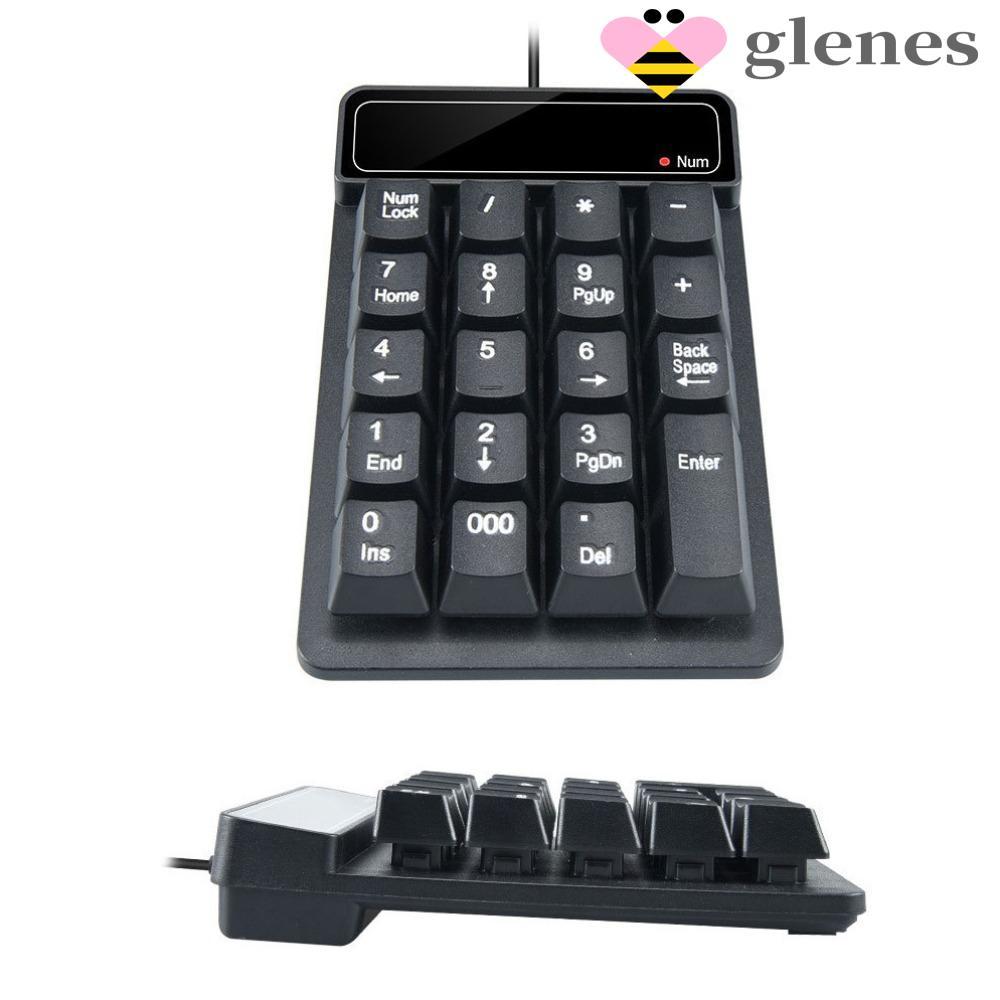 GLENES 2.4G Wireless Numeric Keyboard, Mechanical Feel 19 Keys Computer Bluetooth Small Keyboard, Numpad Portable Wired Keyboard Waterproof Mini USB Numeric Keypad Notebook