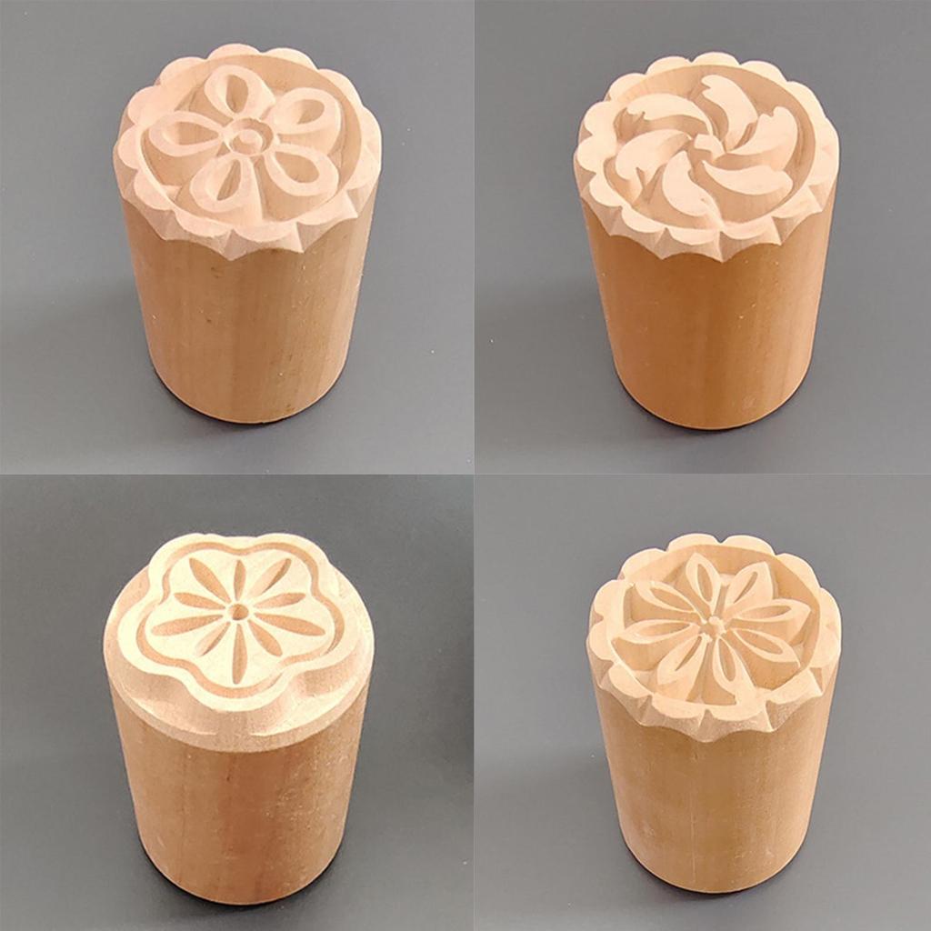 [szlztmy2mg] Handcrafted Wood Pottery Stamps Set Versatile Clay Block Tools for Cookie Decor and DIY Pottery Toy Art