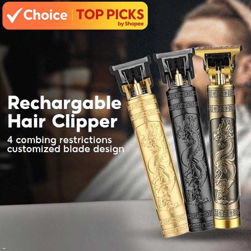 Rechargeable Hair Clipper – Cordless Beard Trimmer, Cutter & Mini Shaver for Men (Bronze/Black/Gold Dragon, 3-in-1 Set)