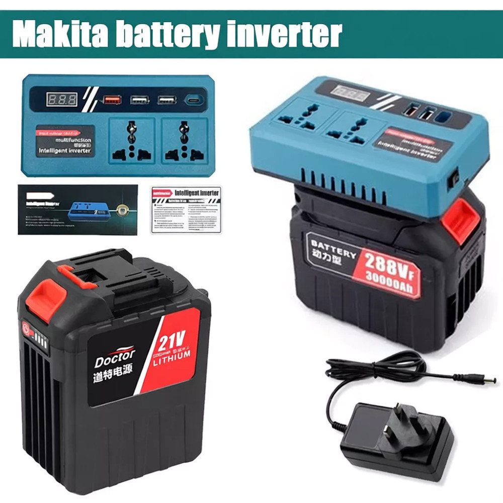 Dagmara Portable Power Inverters for 20V Battery Inverter 20v to 220v Converter with Dual USB,AC Outlet and Type-C