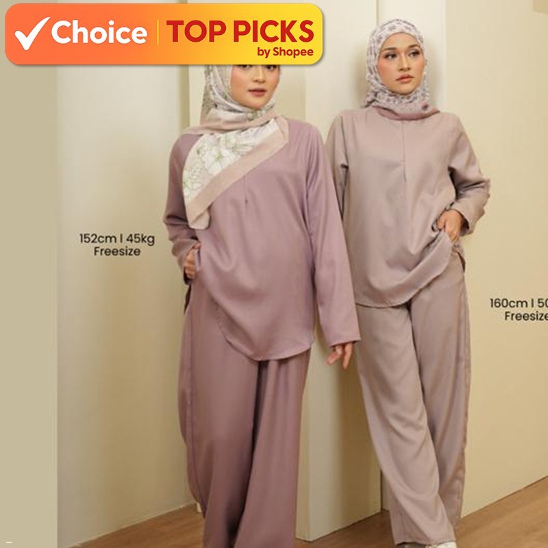 Zucca Syaza Plain Zip Blouse And Pants Set SH001(SYAIRA)