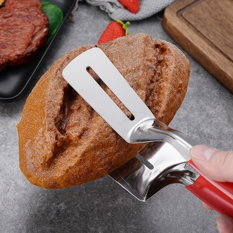 Kitty 2-Piece）Stainless Steel Spatula Tongs - Kitchen Turner Clamp for Grilling Flipping Burgers Serving Salads He