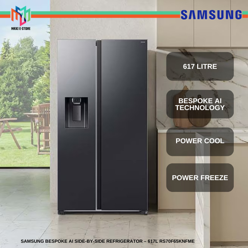 Samsung RS70F65KNFME Bespoke AI SBS Refrigerator SmartThings AI Energy 617L RS70F65KNFME Peti Ais