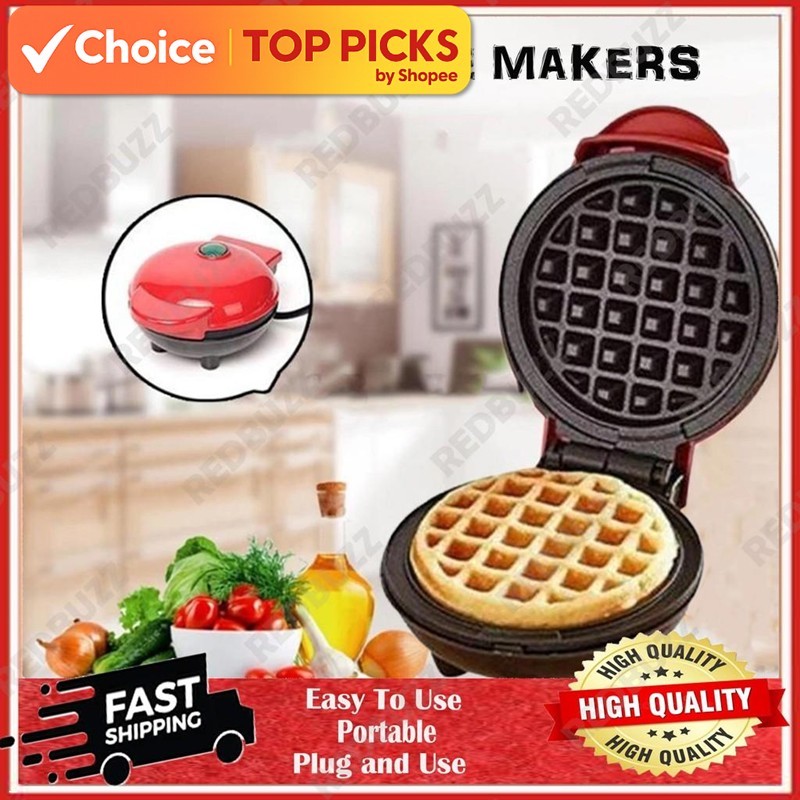 REDBUZZ Electric Waffle Maker - Mini Breakfast Waffle and Egg Cake Pan for Delicious Eggettes