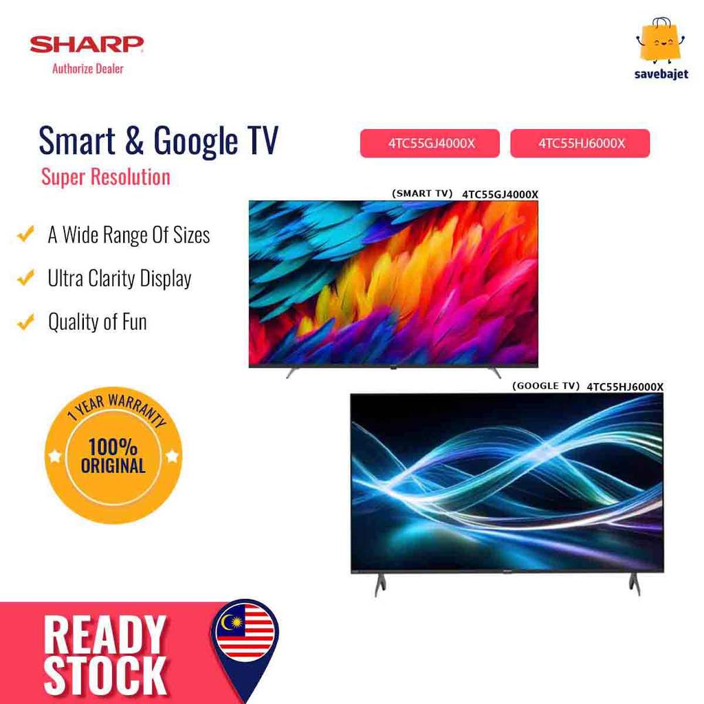 Sharp Televisyen 55" 4K TV 4TC55GJ4000X (Easy Smart) 4TC55HJ6000X (Google TV)