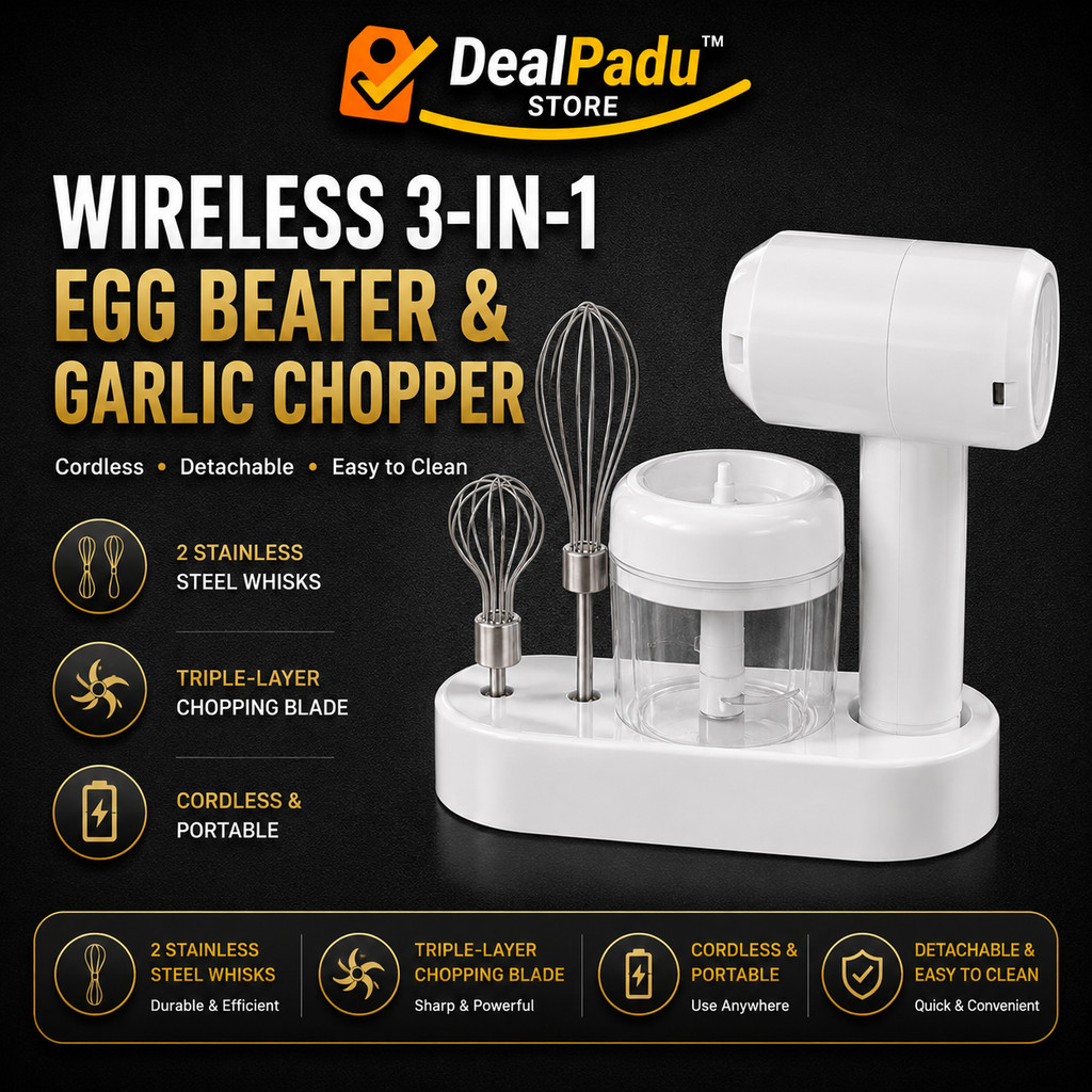 DealPadu 3in1 Hand Mixer Food Processor Garlic Chopper USB Rechargeable Mesin Pengisar