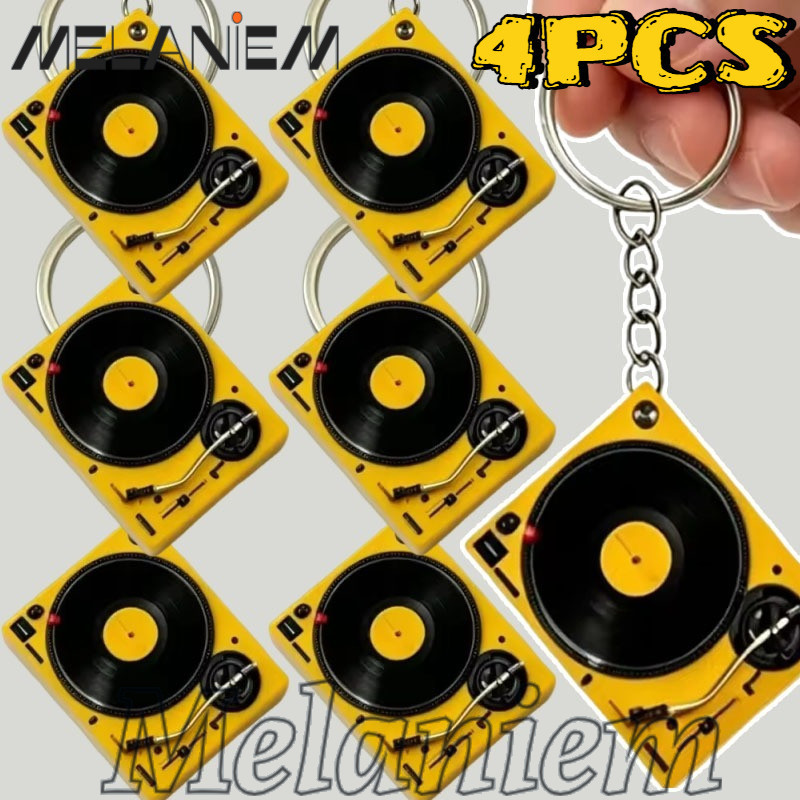 4/1Pcs Acrylic Record Keychains - Fashion, Creative, Funny - Music Lovers Gifts - Vintage Record Player Keyring - Backpack Decor Accessories