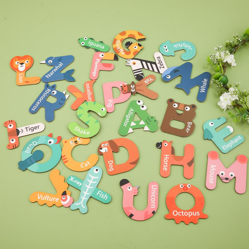 Fridge Magnetic Learning Puzzle Set Kids Alphabet Number Stickers Preschool Toy Mainan Magnetik 磁力拼图