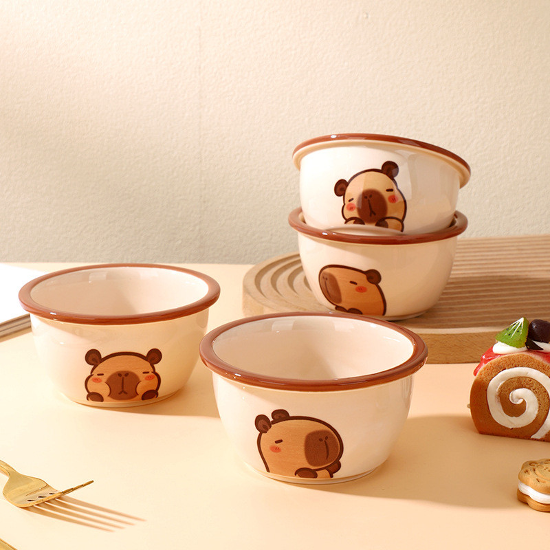 Kapibara Rice Bowl Cute Bowls Plates Household Tableware High-value Cartoon Small Bowls…