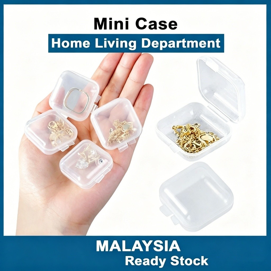 BeautyBekas Mini Square Necklace Box Plastic Small Box Jewelry Earring Storage Box Sturdy Accessories Box Transparent