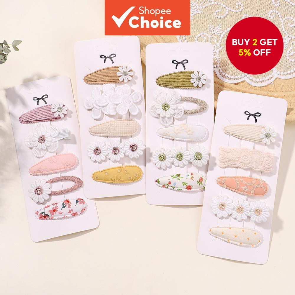 Handmade Cute Floral Hair Clip For Kids 5Pcs/Set Baby Girls Kid Hair Accessories