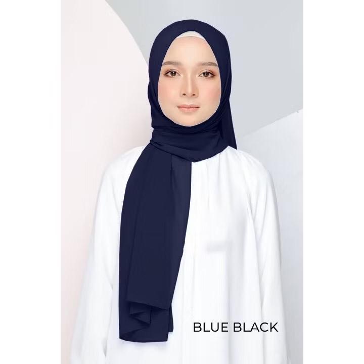 Shawl Heavy Chiffon Saiz 180x70cm long Chiffon Hijab 70 Labih Warna Hijab Pashmina Scarves Cantik Nyaman Blue Black
