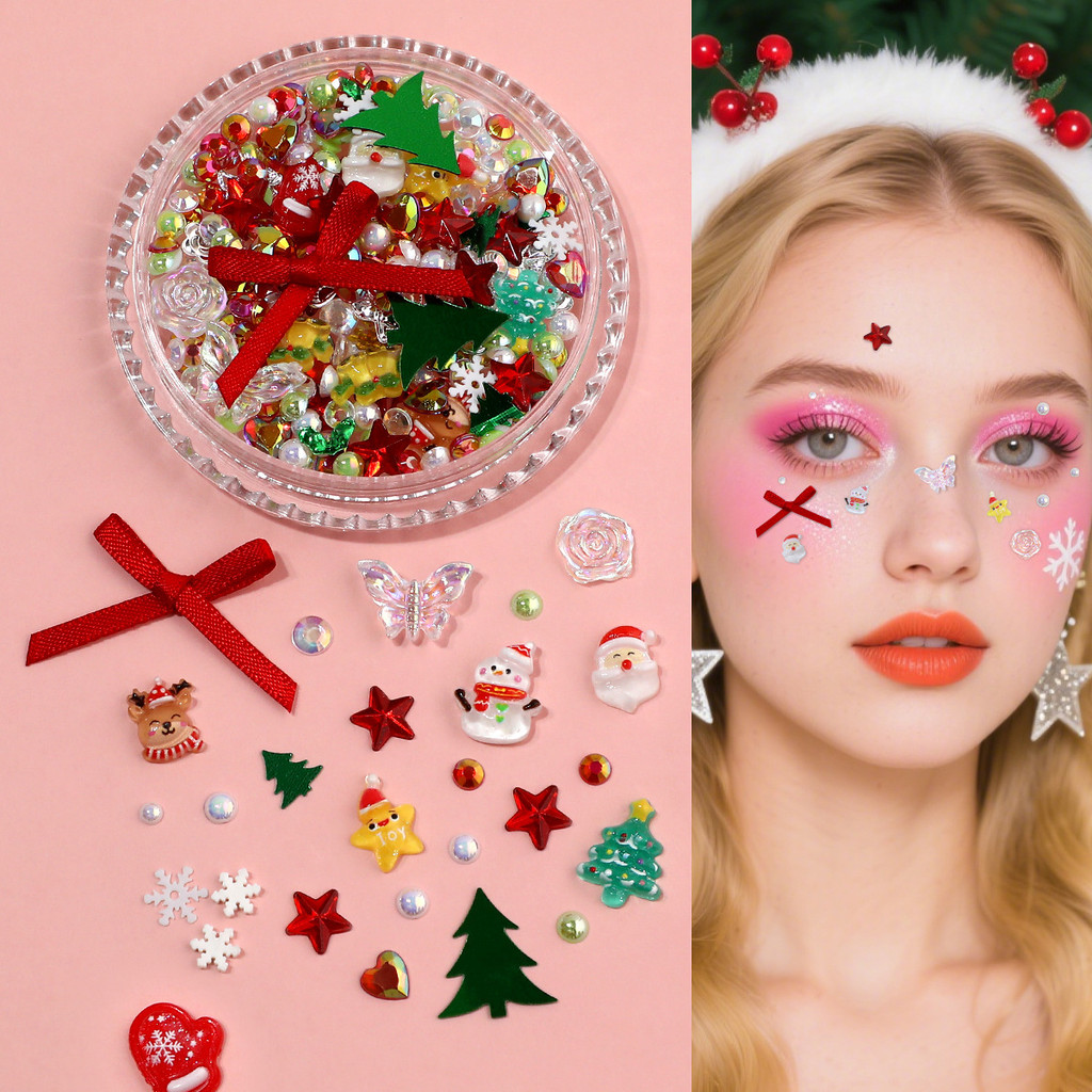 Stage Making Face Makeup Dry Flower Stickers Face Multifunctional Performance Holiday Accessories Manicure Christmas Makeup Children Party FYN7