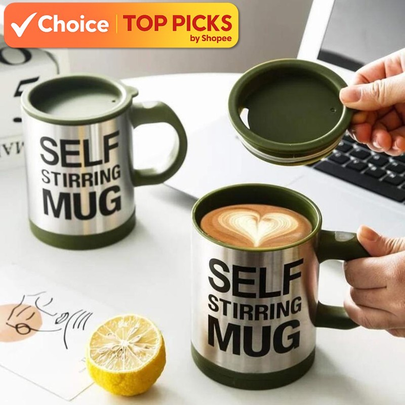 Stainless Steel Self Stirring Mug Coffee Tea Milk Electric Auto Mixing Cup Cawan Kacau Automatik 自动搅拌杯