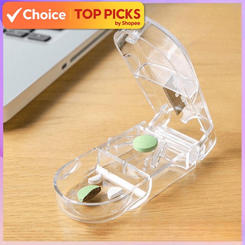 Portable Pill Cutter Box | Tablet Splitter & Organizer | Medicine Storage Case | Pemotong Ubat