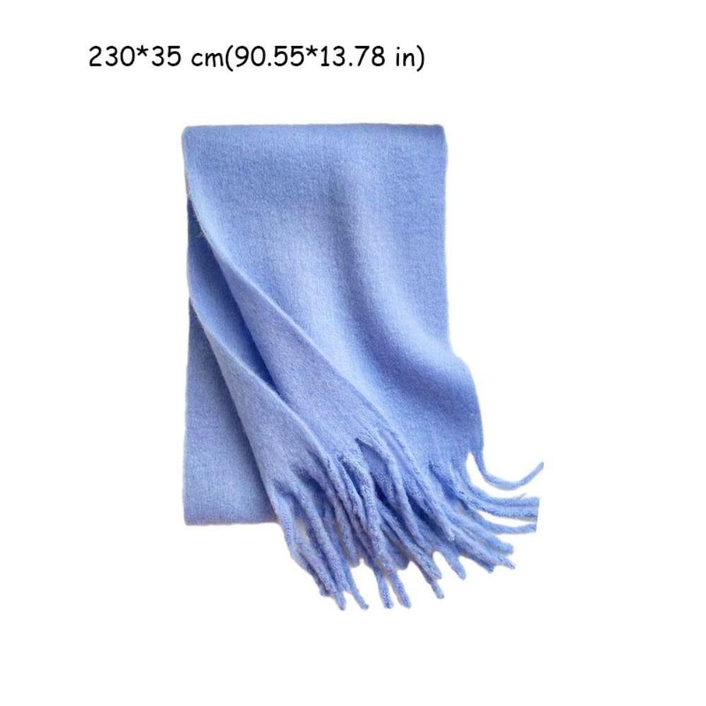 Essential Multi OKDSHOP Long Tassel Scarves Warm Mohair Winter Cashmere Scarf Fashion Thickened Soft Solid Color Shaw... - Image 2