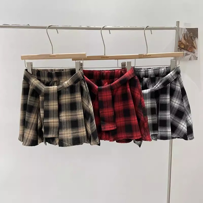 Ladies' Summer New Retro Plaid Versatile Short Skirt