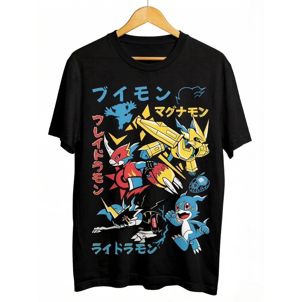 Summer Digimon Adventure Anime Daisuke Motomiya/Veemon Loose Short-sleeved Pure Cotton T-shirt Tide Unisex Y2k