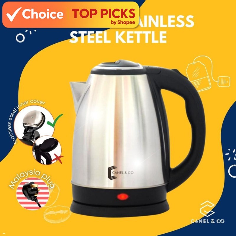 Stainless Steel Electric Kettle (2L) - Overheat Protection, Automatic Switch Off, Lightweight