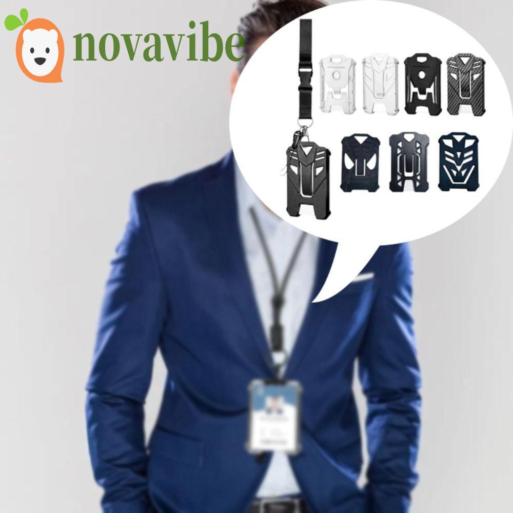 NOVAVIBE ID Card Holder, Retractable Black Color Badge Holder, High Quality Heavy Duty Adjustable Lanyard Belt Clip Carabiner Badge Holder Keychain