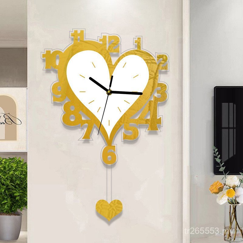 Clock Creative Modern Simple Love Fashion Clock Swinging Acrylic Digital Mute Wall Clock Clock Living Room Household DNFR