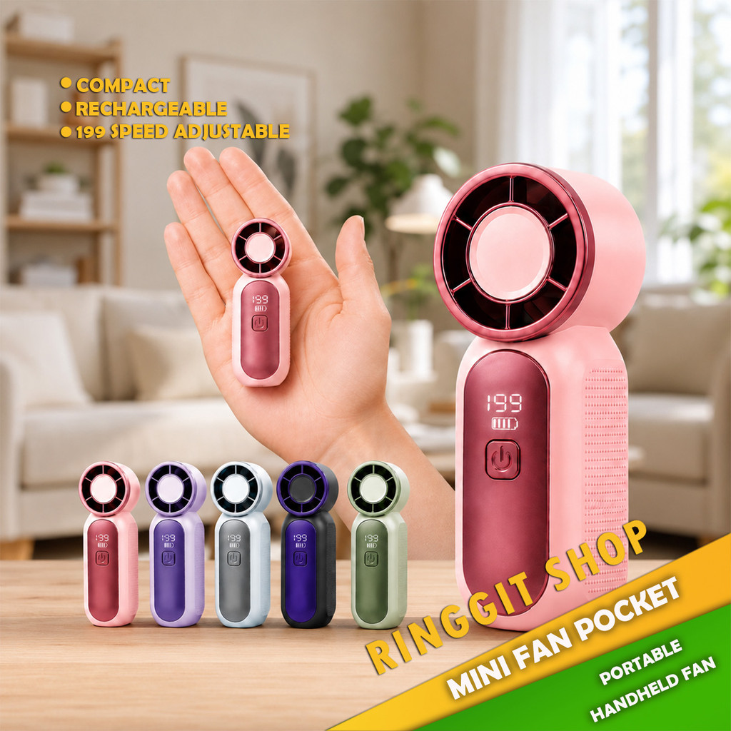 Ringgit Shop【1PCS】Kipas199 Speed MINI Portable Handheld Fan USB Rechargeable CoolingFan kipas Pocket Fan Outdoor Camping