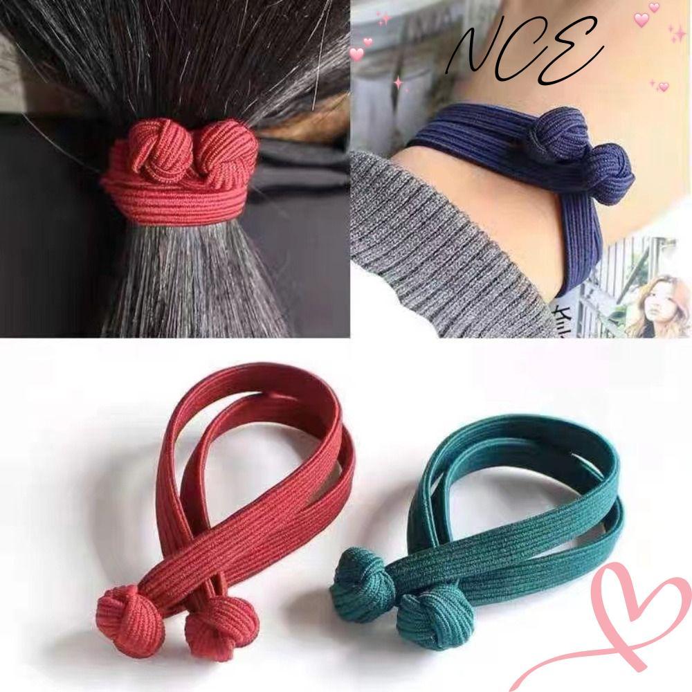 NCE High Horsetail Elastic Band, Elastic Versatile Chinese Knot Head Rope, Girls Fashion Hair Rope Hair Accessories