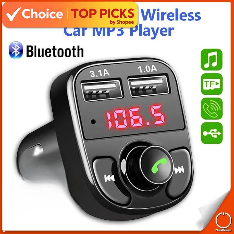 Wireless Bluetooth Car MP3 Player – FM Transmitter, Handsfree Call, Dual USB, 3.1A Fast Charging for Kereta