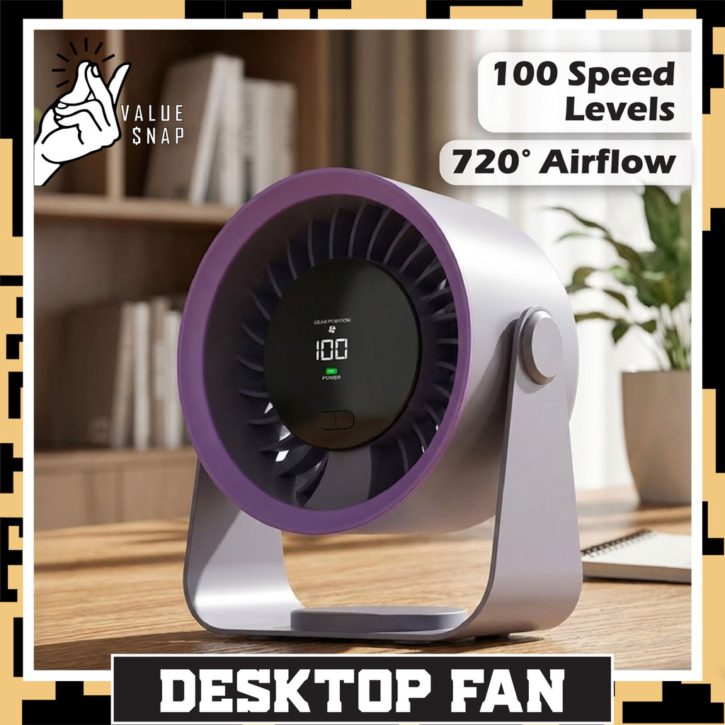 Kipas Meja Murah USB Desk Fan Desktop Circulation Fan USB Rechargeable Cooling Fan Low Noise Fan 100-Speed Adjustable