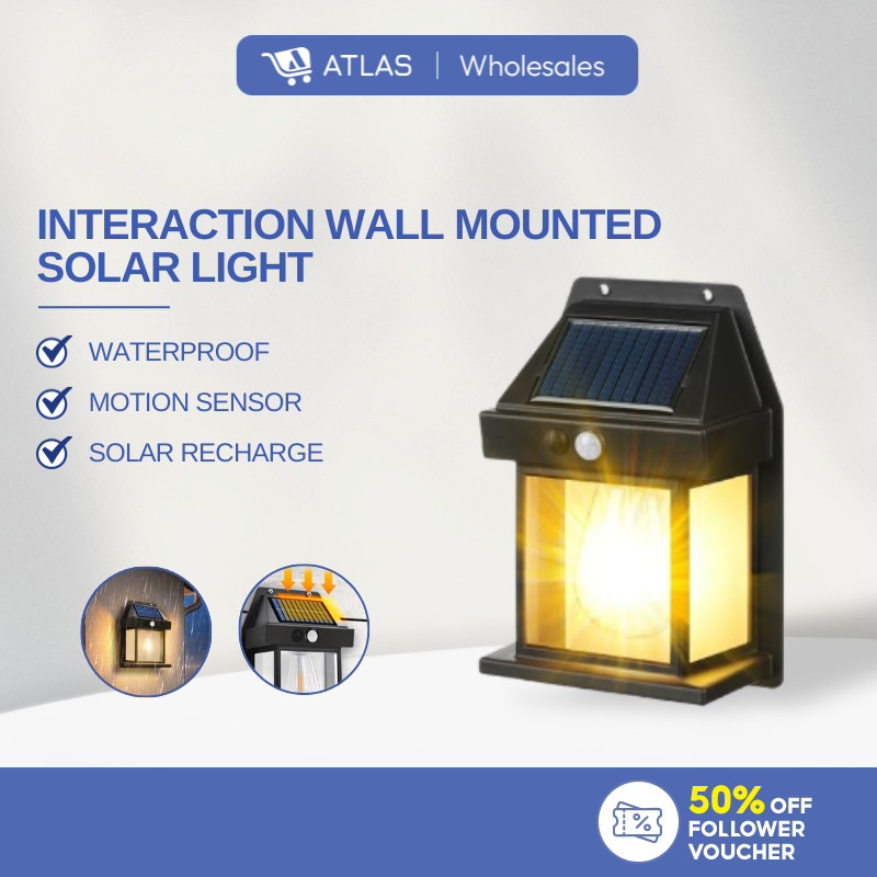 ATLAS Sensor gerakan cahaya dinding suria Mentol lampu tungsten sesuai untuk hiasan landskap taman luar