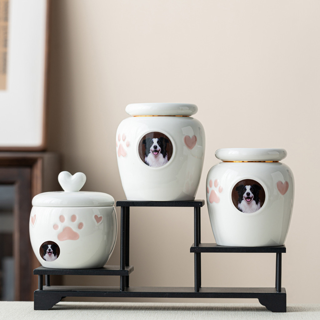 Ceramic Pet Urn Cat Dog Pet Coffin Box Creative Pet Funeral Supplies Moisture-Proof Sealed VXCZ
