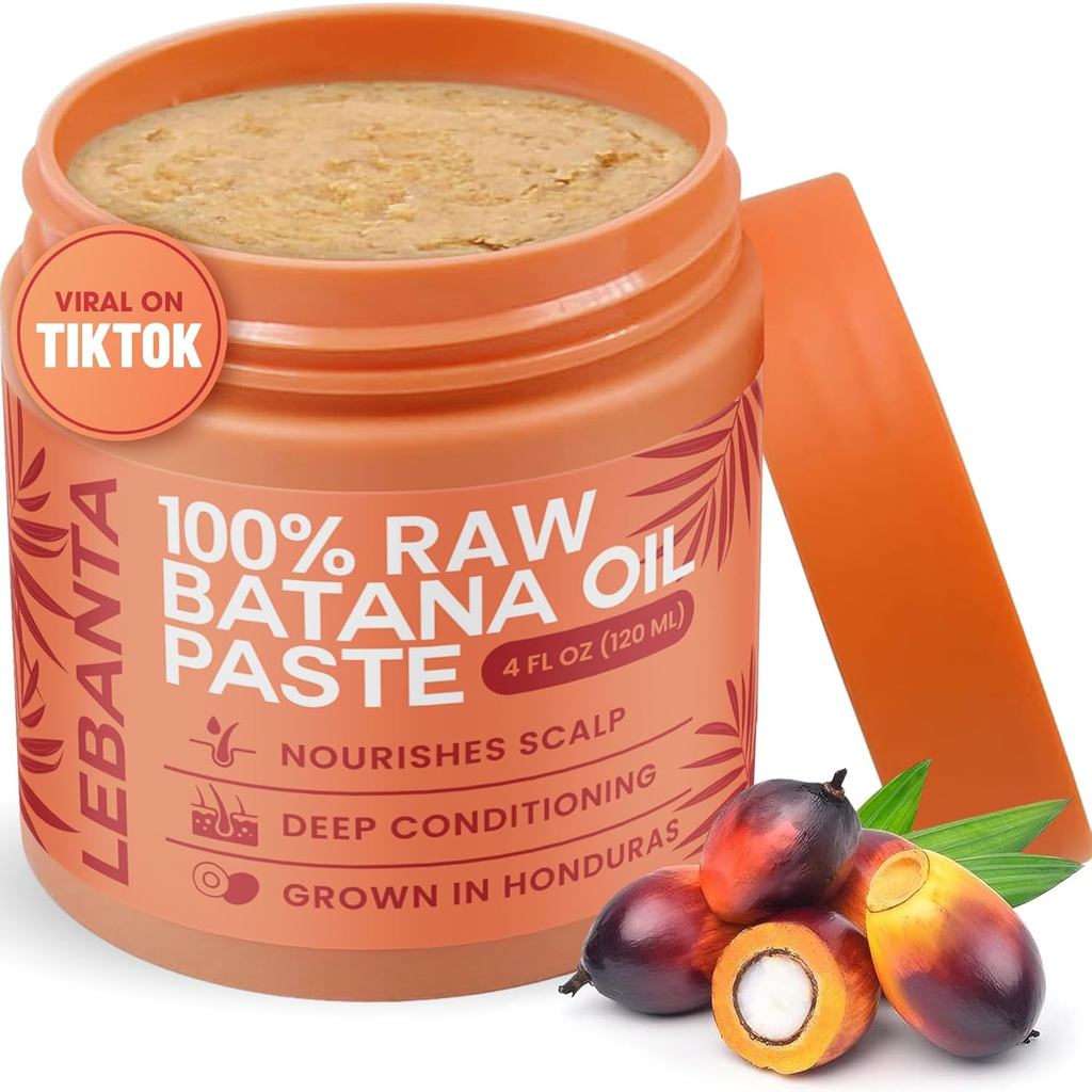 Minyak Batana Mentah Lebanta untuk Rambut - 100% Tulen, Organik 4oz Batana dari Honduras untuk Rambut Lebat dan Kuat Secara Semula Jadi - Masker Kulit Kepala Kosmetik Tanpa Penapisan Tekan Sejuk Dr. Sebi Hadiah untuk Wanita