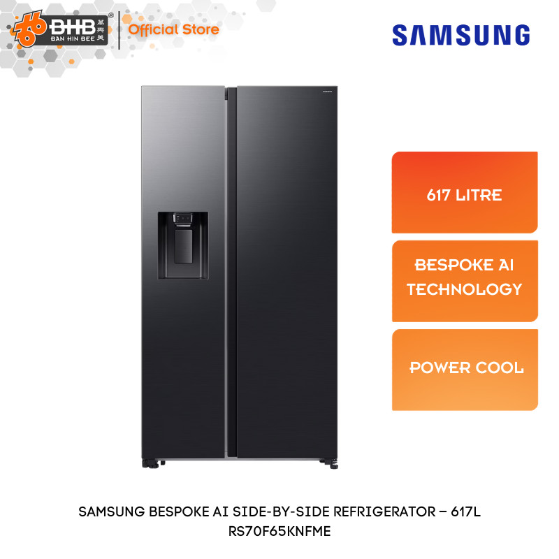 Samsung Bespoke AI SBS Refrigerator RS70F65KNFME SmartThings AI Energy 617L RS70F65KNFME Peti Ais