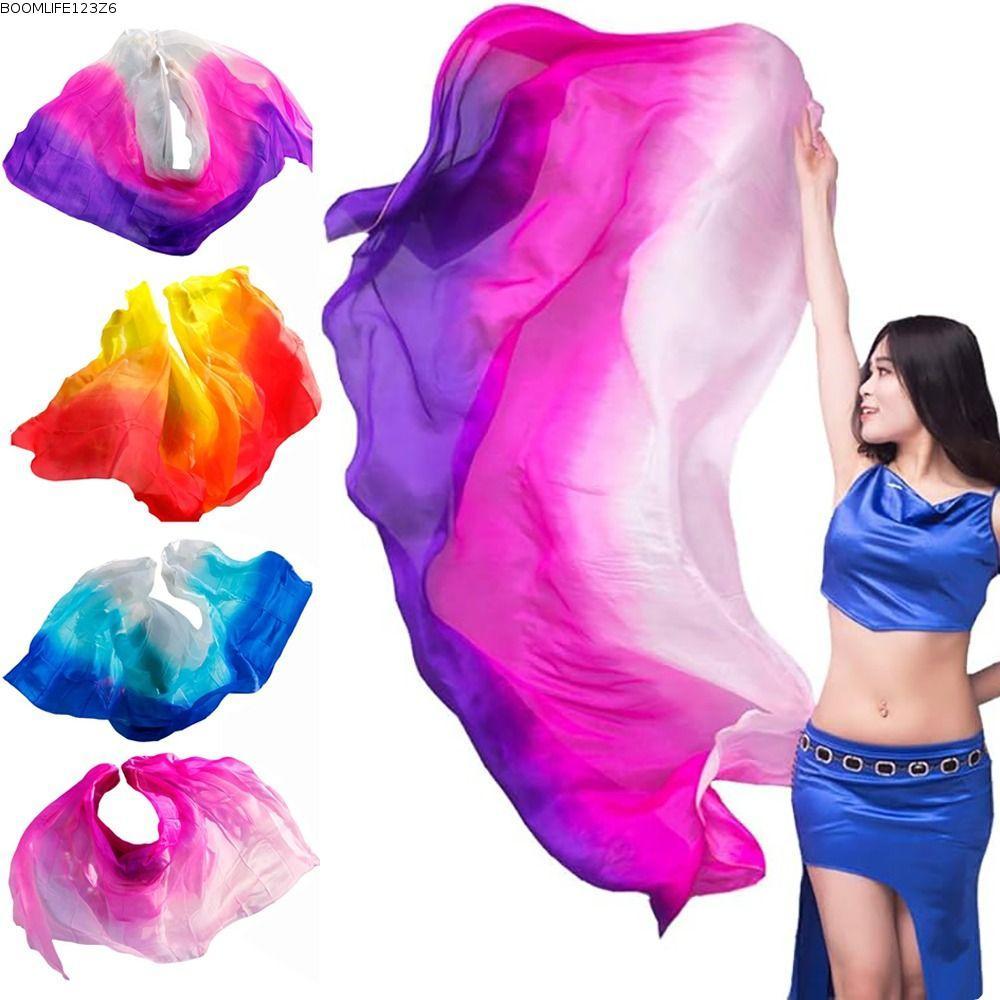 BOOMLIFE1232T Belly Dance Veils, 250cmx120cm Gradient Color Veil Shawls, Costumes Accessories Light Texture Performance Dance Veil