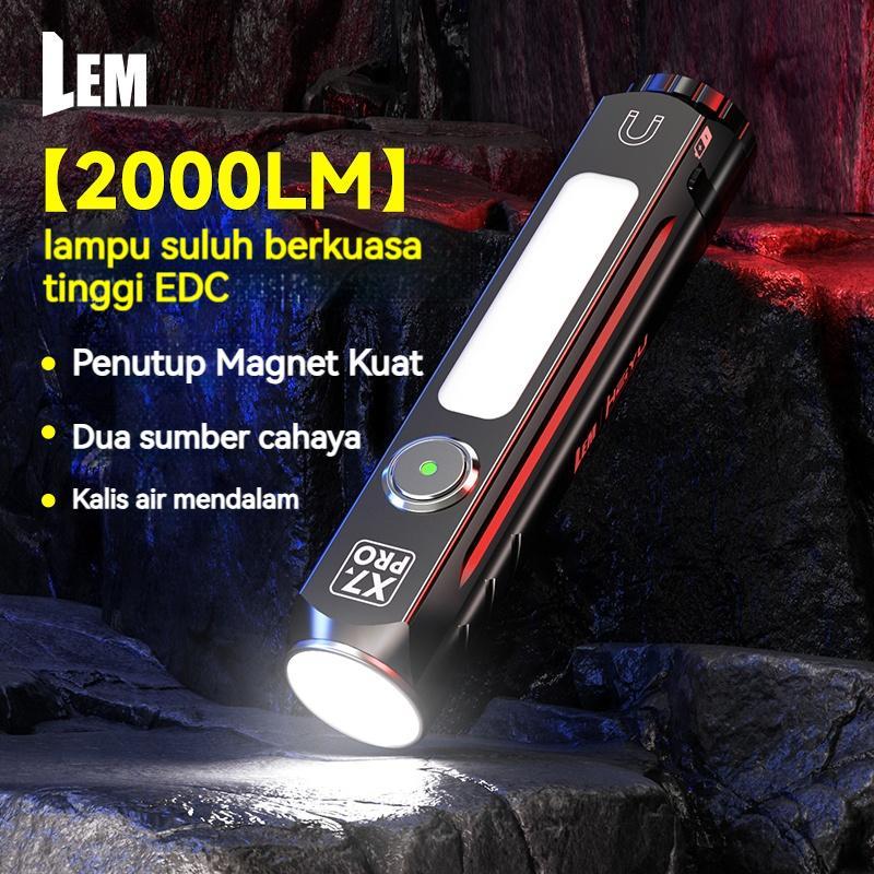 Lampu Sorot LED LEM HEIYU X7 Pro, Lampu Suluh Taktikal Jarak Jauh, Bateri Boleh Dicas Semula 5000mAh, 2000LM