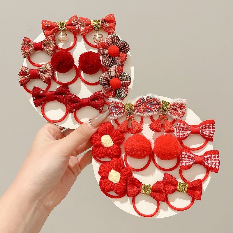 50-Piece Set Festive High-Elasticity Hair Bands for Kids as New Year Gift