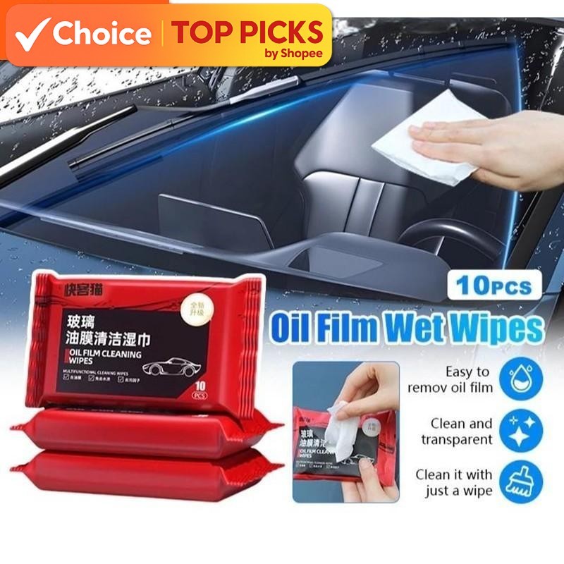 Car Glass Cleaning Wipes - Stain Remover, Oil Film & Watermark Cleaner, Glass Degreasing Wipes