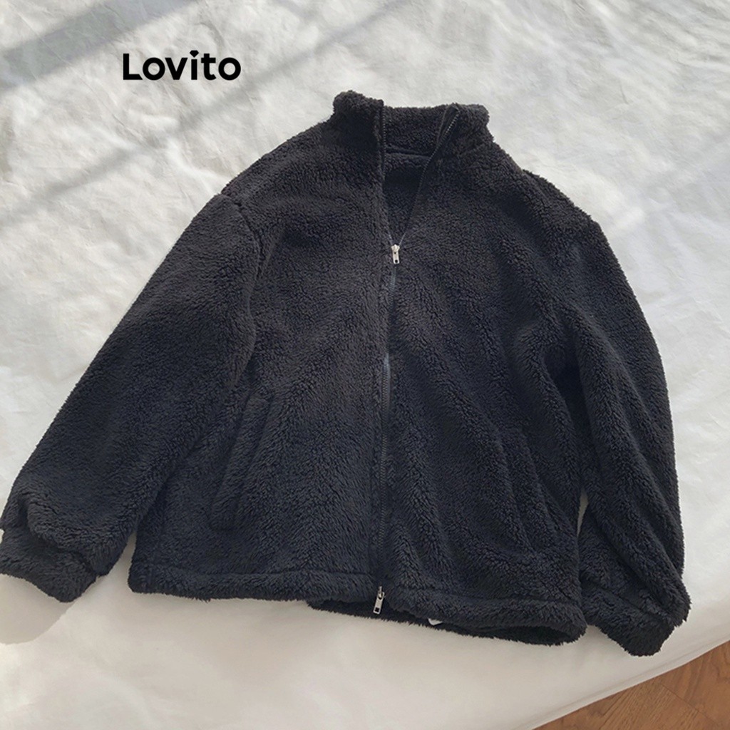 Essential Purpose (Trendy) Lovito Casual Plain Zipper Basic Coat Women LNE29211 (Apricot/Brown/Light Khaki/Black) Man... - Image 3