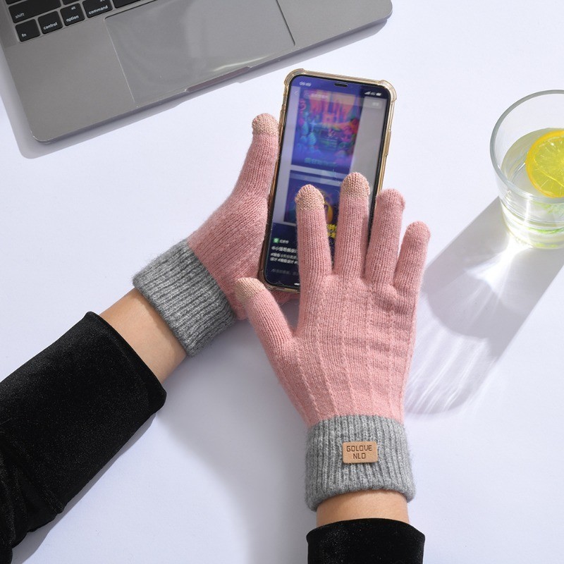 Multi Quality Warm Thick Plush Knitted Gloves Winter Touchscreen Women Fleece Thickened Cycling Driving Skiing - Image 4