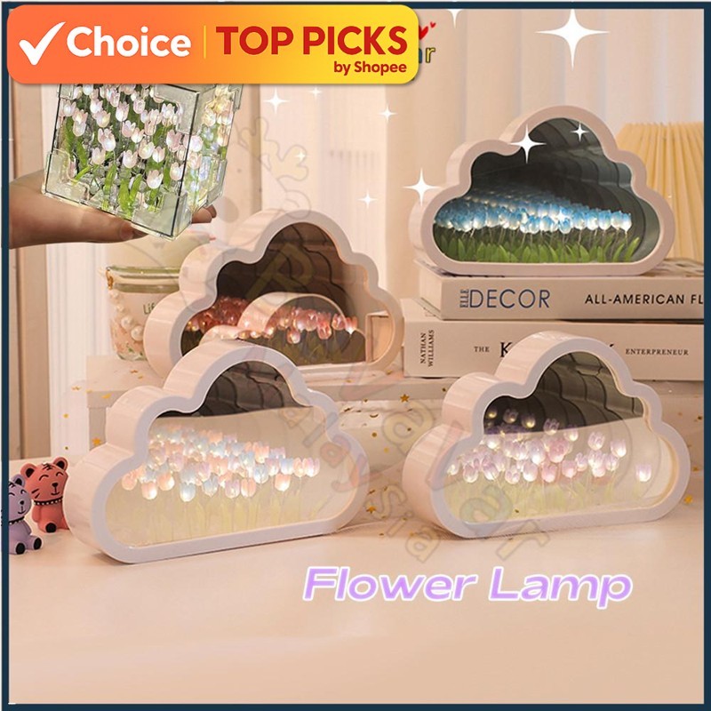 Bevavar Cloud Tulip lamp Atmosphere LED Night Light DIY Flower Light Creative Bedside Lamp