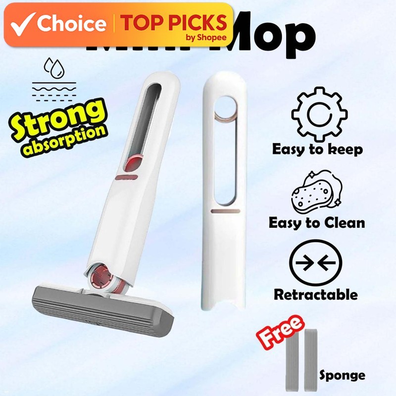 Mini Squeeze Cleaning Mop – Portable Sponge Mop for Car, Desk & Household Cleaning Tool 迷你挤压拖把