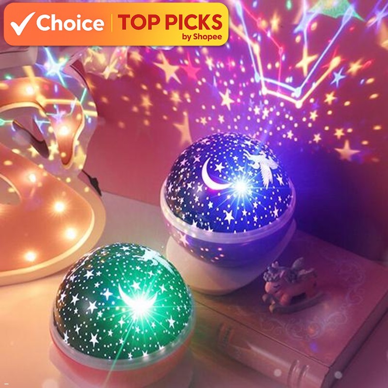 Starry Night Light Projector | 360� Rotating LED Galaxy Lamp | Moon & Stars Effect | Bedroom Decor