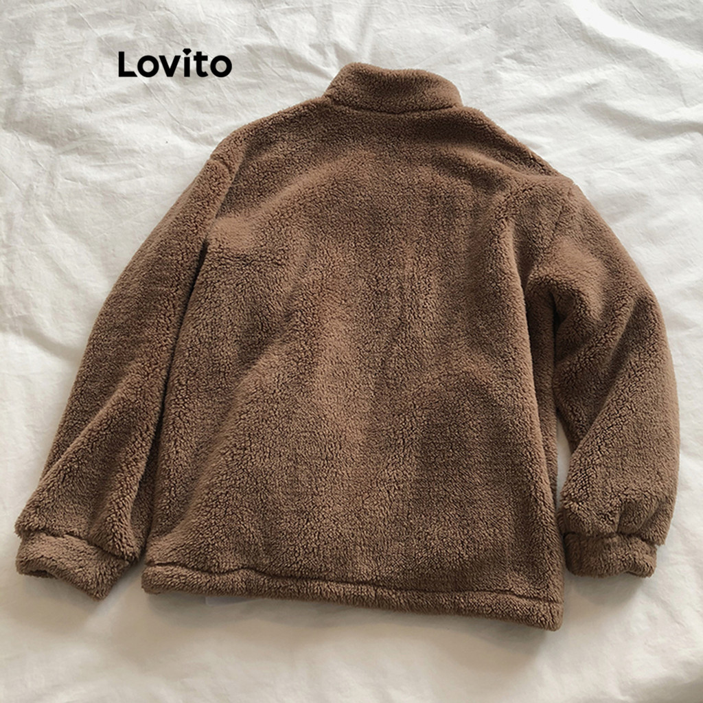 Essential Purpose (Trendy) Lovito Casual Plain Zipper Basic Coat Women LNE29211 (Apricot/Brown/Light Khaki/Black) Man... - Image 2